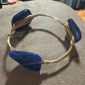 Bourbons and Bowties Bangle 
Gold and Blue Stone Bracelet